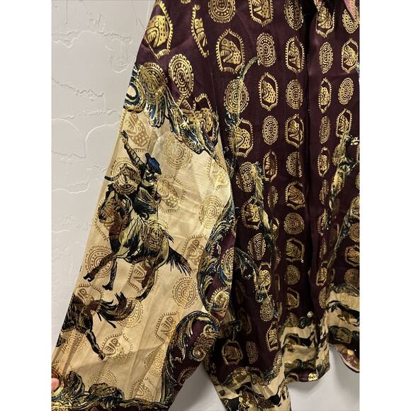 Metallic Silk by P.E.K imports Cowboy Horses Multi Color size Mens XL VINTAGE - Picture 8 of 16